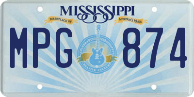 MS license plate MPG874