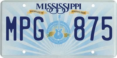 MS license plate MPG875