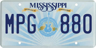 MS license plate MPG880