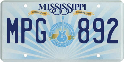 MS license plate MPG892