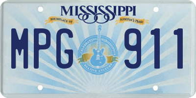 MS license plate MPG911