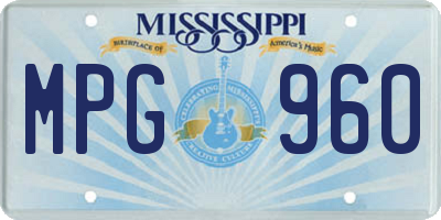 MS license plate MPG960