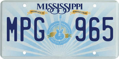 MS license plate MPG965