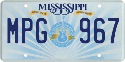 MS license plate MPG967