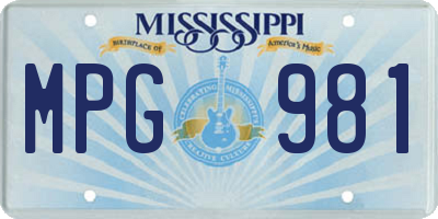 MS license plate MPG981