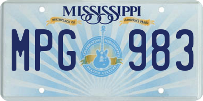 MS license plate MPG983