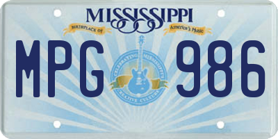 MS license plate MPG986