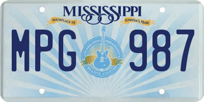 MS license plate MPG987