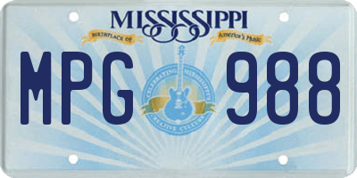MS license plate MPG988