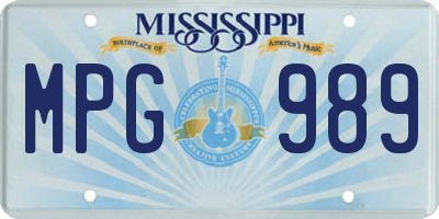 MS license plate MPG989