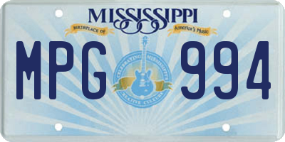 MS license plate MPG994