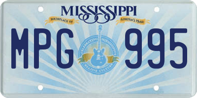 MS license plate MPG995