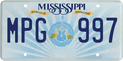 MS license plate MPG997