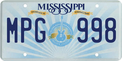 MS license plate MPG998