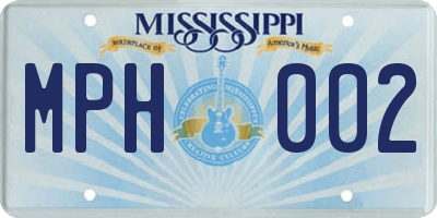 MS license plate MPH002