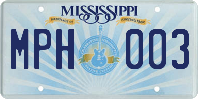 MS license plate MPH003
