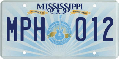 MS license plate MPH012