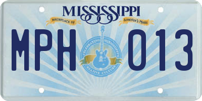 MS license plate MPH013