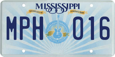 MS license plate MPH016