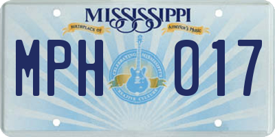 MS license plate MPH017