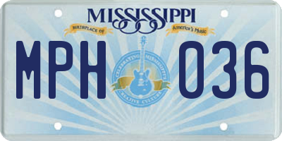 MS license plate MPH036