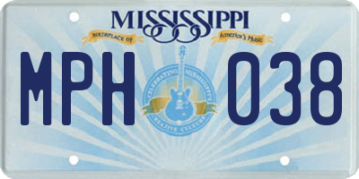 MS license plate MPH038