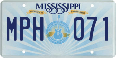 MS license plate MPH071