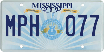 MS license plate MPH077