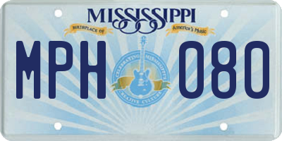 MS license plate MPH080