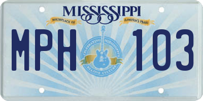 MS license plate MPH103