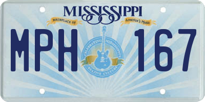 MS license plate MPH167