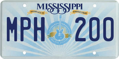 MS license plate MPH200