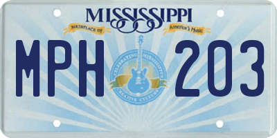 MS license plate MPH203