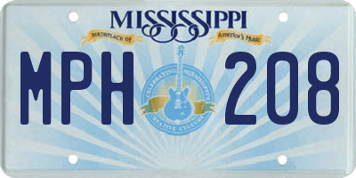 MS license plate MPH208