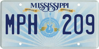 MS license plate MPH209