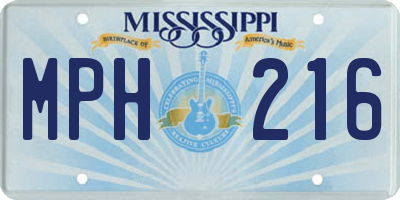 MS license plate MPH216