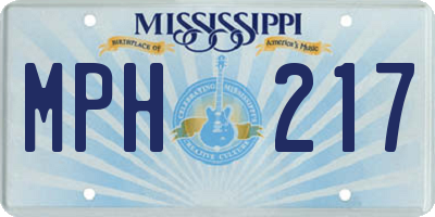 MS license plate MPH217