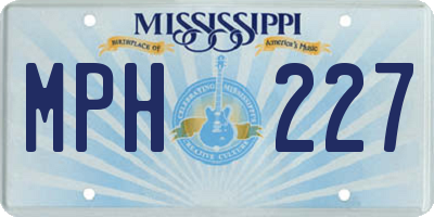 MS license plate MPH227