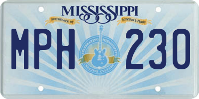 MS license plate MPH230