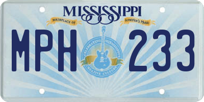 MS license plate MPH233