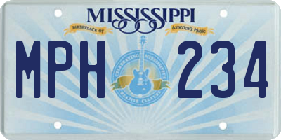MS license plate MPH234