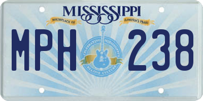 MS license plate MPH238