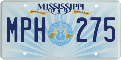 MS license plate MPH275