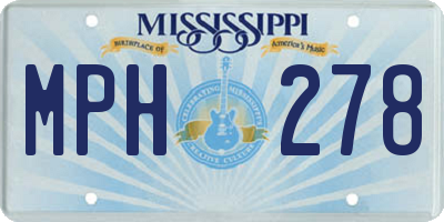 MS license plate MPH278
