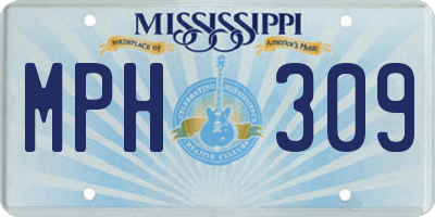 MS license plate MPH309
