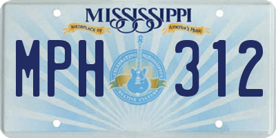 MS license plate MPH312