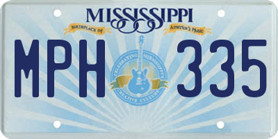 MS license plate MPH335