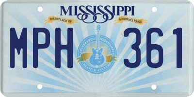 MS license plate MPH361