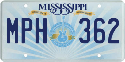 MS license plate MPH362
