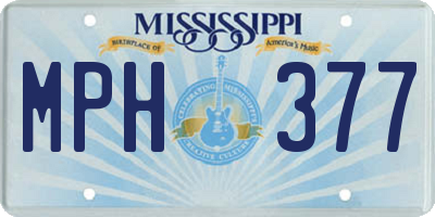 MS license plate MPH377
